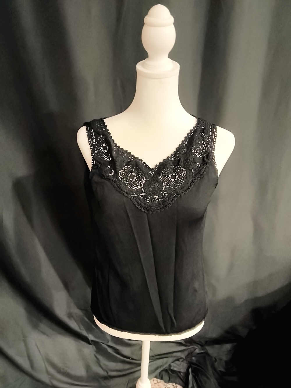 dressbarn Black Lace-Trim V-Neck Camisole